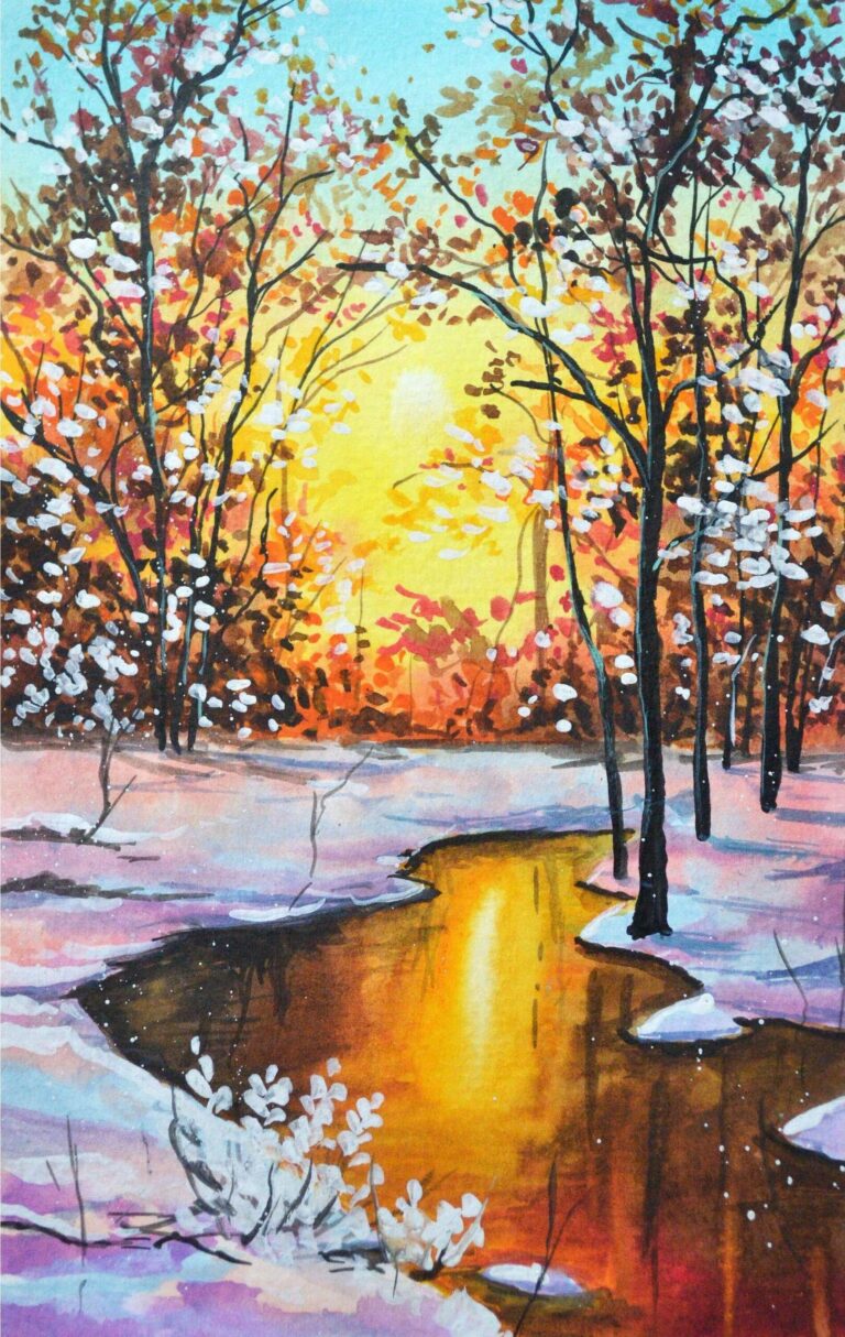 Diamond Painting Winter Woods voorbeeldafbeelding van het volledige ontwerp