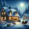 Diamond Painting - Winterhuis bij maanlicht voorbeeldafbeelding van het volledige ontwerp