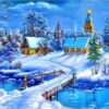 Diamond Painting Winterlandschap voorbeeldafbeelding van het volledige ontwerp