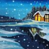 Diamond Painting Wintermeer Sneeuwval voorbeeldafbeelding van het volledige ontwerp