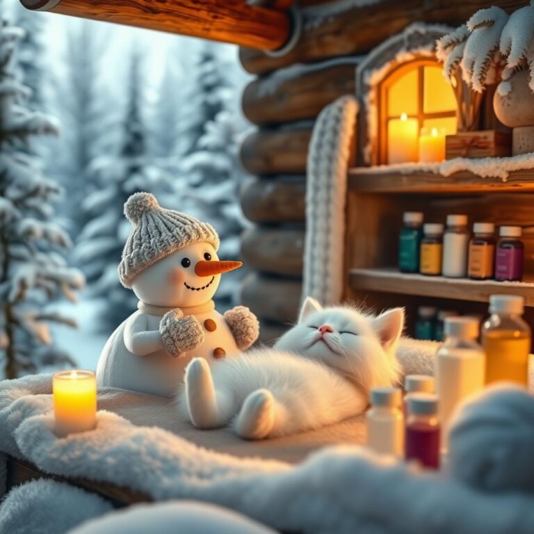 Diamond Painting Winterse wellness, kaarslicht massage voorbeeldafbeelding van het volledige ontwerp