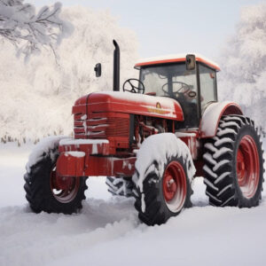 Diamond Painting Wintertractor voorbeeldafbeelding van het volledige ontwerp