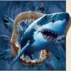 Diamond Painting Witte Haai 3D voorbeeldafbeelding van het volledige ontwerp