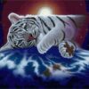 Diamond Painting Witte Tijger Welp voorbeeldafbeelding van het volledige ontwerp