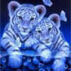 Diamond Painting Witte Tijger Welpjes voorbeeldafbeelding van het volledige ontwerp