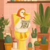 Diamond Painting Witte gans op het toilet voorbeeldafbeelding van het volledige ontwerp