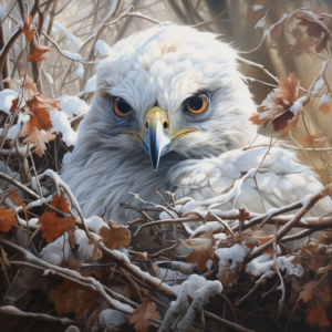 Diamond Painting Witte vogel in het nest voorbeeldafbeelding van het volledige ontwerp