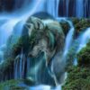 Diamond Painting Wolf Bij een Waterval voorbeeldafbeelding van het volledige ontwerp