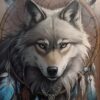 Diamond Painting Wolf Met Dromenvanger voorbeeldafbeelding van het volledige ontwerp