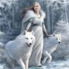 Diamond Painting Wolf Vrouw Sneeuw voorbeeldafbeelding van het volledige ontwerp