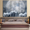 Diamond Painting Wolf Wit Maan 3 Luiken voorbeeldafbeelding van het volledige ontwerp
