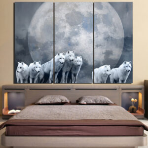 Diamond Painting Wolf Wit Maan 3 Luiken voorbeeldafbeelding van het volledige ontwerp