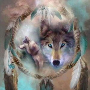 Diamond Painting Wolven voorbeeldafbeelding van het volledige ontwerp