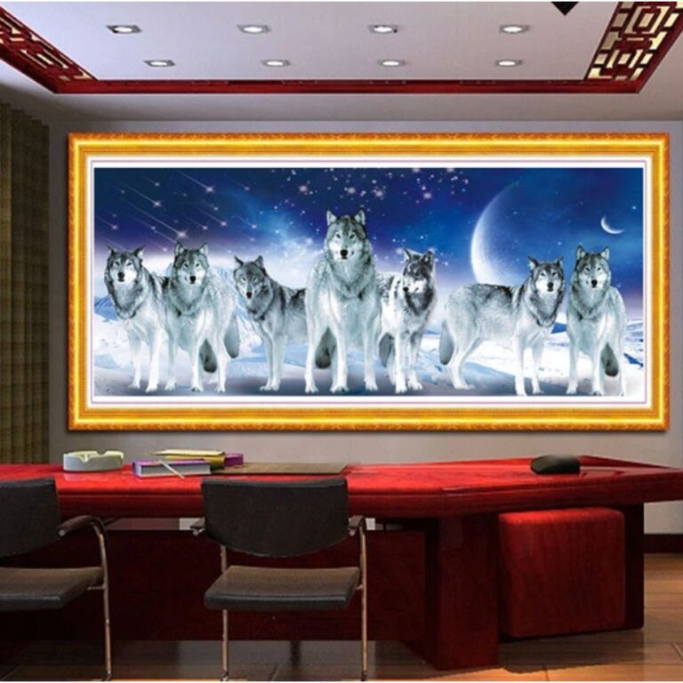 Diamond Painting Wolven Groot Formaat voorbeeldafbeelding van het volledige ontwerp