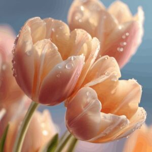 Diamond Painting Zachtroze tulpen voorbeeldafbeelding van het volledige ontwerp