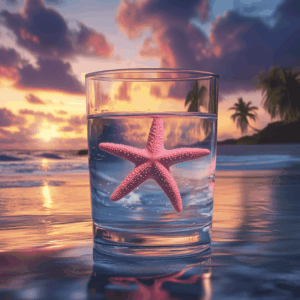 Diamond Painting Zeester in een glas voorbeeldafbeelding van het volledige ontwerp