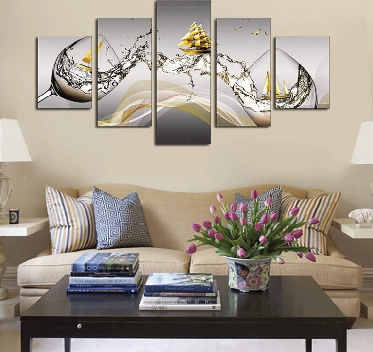 Diamond Painting Zeilschip In Wijnglas 5 Luiken voorbeeldafbeelding van het volledige ontwerp