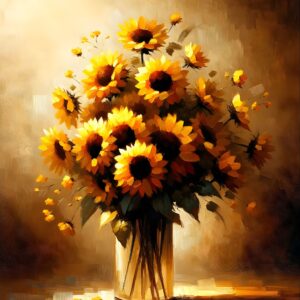 Diamond Painting Zomerse Zonnebloemen In Vaas voorbeeldafbeelding van het volledige ontwerp