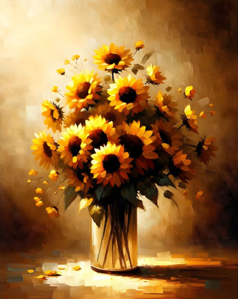 Diamond Painting Zomerse Zonnebloemen In Vaas voorbeeldafbeelding van het volledige ontwerp