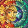 Diamond Painting Zon Maan Kunst voorbeeldafbeelding van het volledige ontwerp