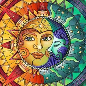 Diamond Painting Zon Maan Kunst voorbeeldafbeelding van het volledige ontwerp