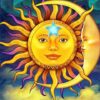 Diamond Painting Zon Maan Spiritueel voorbeeldafbeelding van het volledige ontwerp