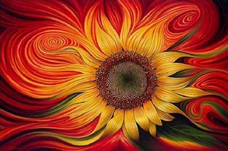 Diamond Painting Zonnebloem voorbeeldafbeelding van het volledige ontwerp
