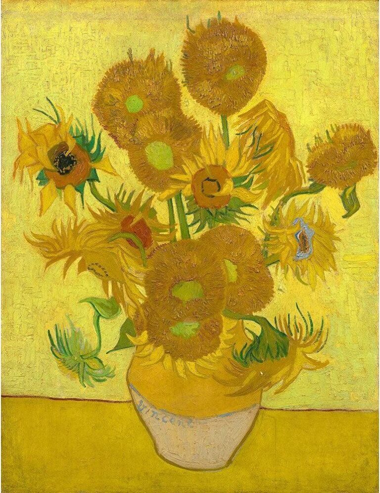 Diamond Painting Zonnebloemen van Vincent Gogh voorbeeldafbeelding van het volledige ontwerp