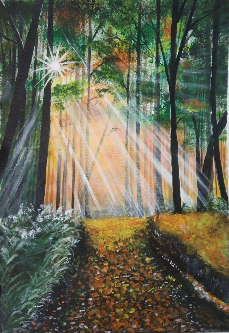 Diamond Painting Zonnestralen voorbeeldafbeelding van het volledige ontwerp