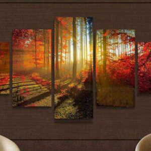 Diamond Painting Zonnestralen Door Het Bos Vijfluik voorbeeldafbeelding van het volledige ontwerp