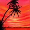 Diamond Painting Zonsondergang Achter Palmbomen voorbeeldafbeelding van het volledige ontwerp