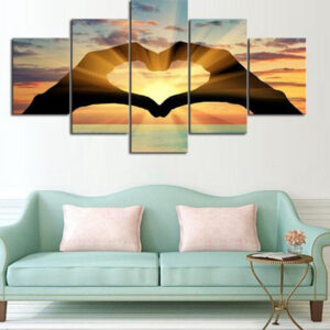 Diamond Painting Zonsondergang - Hartje 5 Luiken voorbeeldafbeelding van het volledige ontwerp