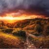 Diamond Painting Zonsondergang Heuvel voorbeeldafbeelding van het volledige ontwerp