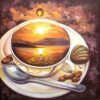 Diamond Painting Zonsondergang In Koffie Kopje voorbeeldafbeelding van het volledige ontwerp