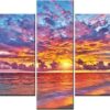Diamond Painting Zonsondergang In de Zee Vijfluik voorbeeldafbeelding van het volledige ontwerp