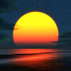 Diamond Painting Zonsondergang Oranje voorbeeldafbeelding van het volledige ontwerp