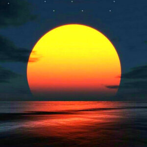 Diamond Painting Zonsondergang Oranje voorbeeldafbeelding van het volledige ontwerp