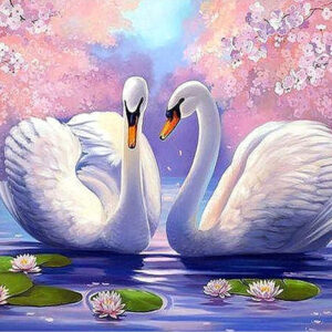 Diamond Painting Zwaan voorbeeldafbeelding van het volledige ontwerp
