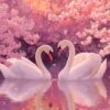 Diamond Painting Zwanen in roze voorbeeldafbeelding van het volledige ontwerp