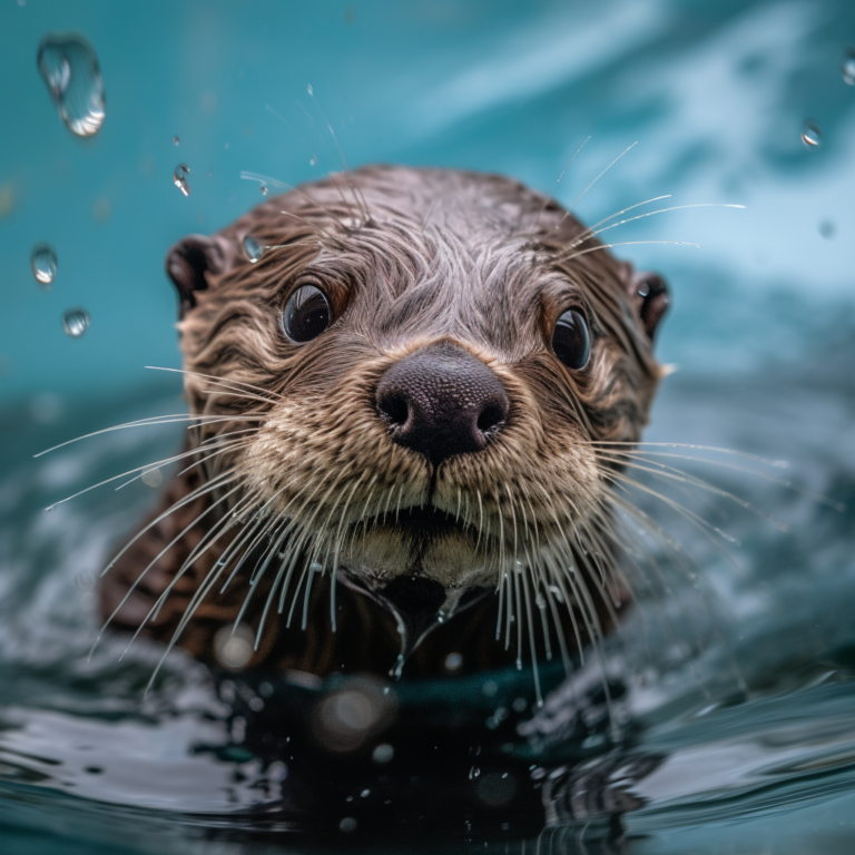 Diamond Painting Zwemmende Otter voorbeeldafbeelding van het volledige ontwerp