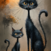 Diamond Painting twee dunne katten voorbeeldafbeelding van het volledige ontwerp