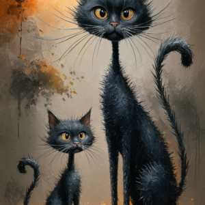 Diamond Painting twee dunne katten voorbeeldafbeelding van het volledige ontwerp