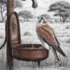 Diamond Painting vogel drinkt water voorbeeldafbeelding van het volledige ontwerp