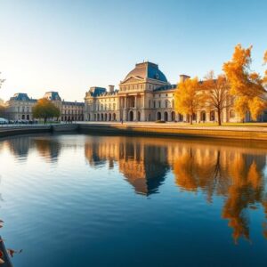 Diamond Painting Herfstgloed over het Louvre, Parijs voorbeeldafbeelding van het volledige ontwerp