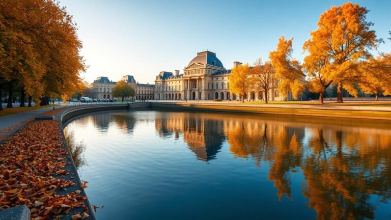 Diamond Painting Herfstgloed over het Louvre, Parijs voorbeeldafbeelding van het volledige ontwerp