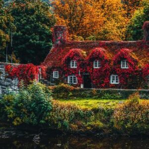 Diamond Painting Huis aan het water voorbeeldafbeelding van het volledige ontwerp
