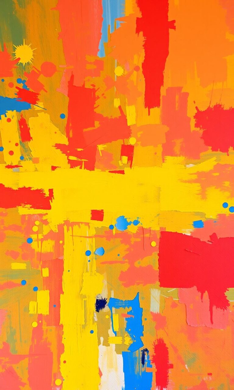 Diamond Painting Kleurrijk abstract paletmes avontuur voorbeeldafbeelding van het volledige ontwerp