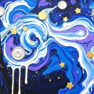 Diamond Painting Kosmische Droom in Gouden Gloed voorbeeldafbeelding van het volledige ontwerp