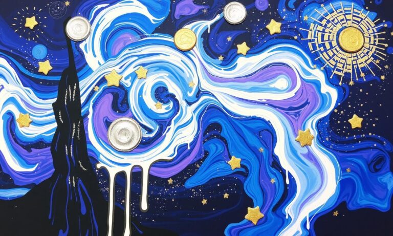 Diamond Painting Kosmische Droom in Gouden Gloed voorbeeldafbeelding van het volledige ontwerp