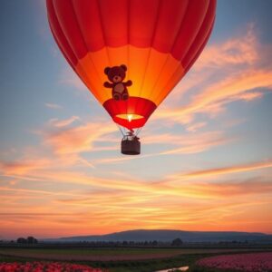 Diamond Painting Liefdevolle luchtballon bij zonsondergang voorbeeldafbeelding van het volledige ontwerp